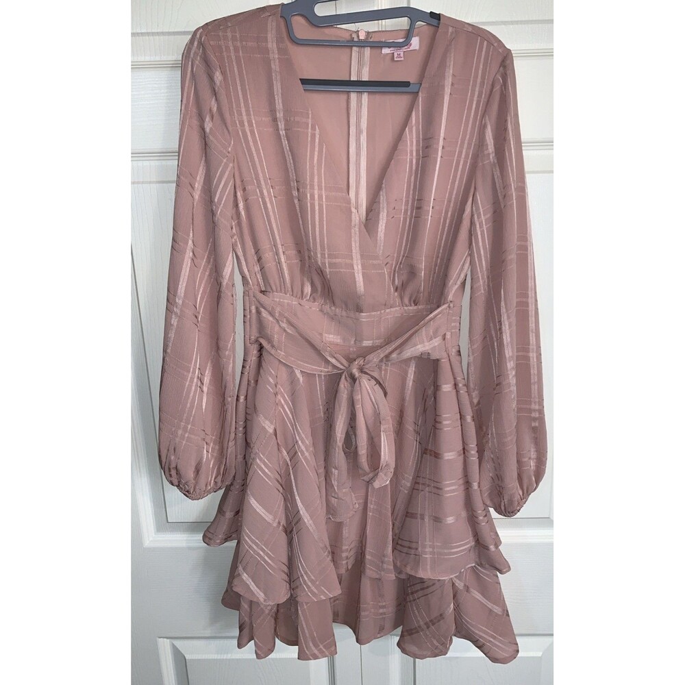 Pink Lily Pretty on Point Dusty Mauve Pleated Midi Dress M Romantic Coquette